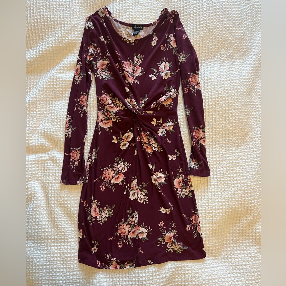 Justify Flowy Flower Maroon Dress